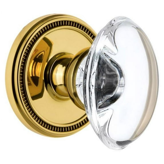 Grandeur Solpro_Psg_234 Soleil Solid Brass Rose Passage Door Knob Set - Brass
