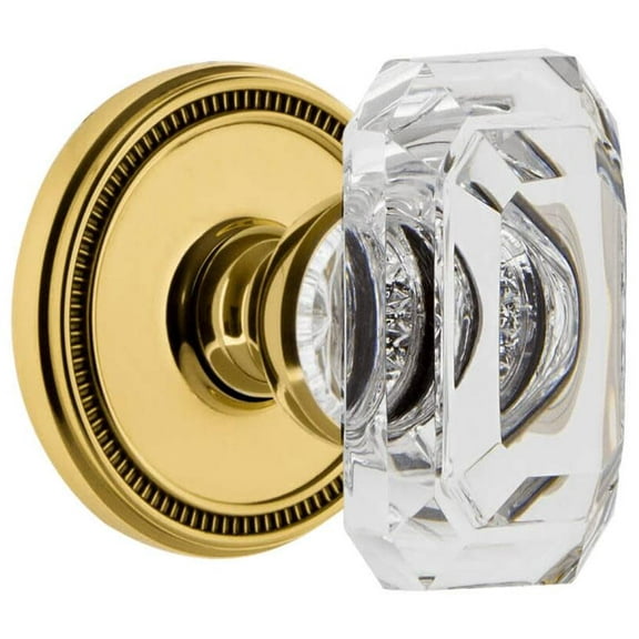 Grandeur Solbcc_Prv_238_Cs Baguette Crystal Solid Brass Privacy Door Knob Set - Brass