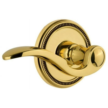Grandeur Solbel_Prv_238_Lh Soleil Solid Brass Left Handed Privacy Door Lever Set - Brass