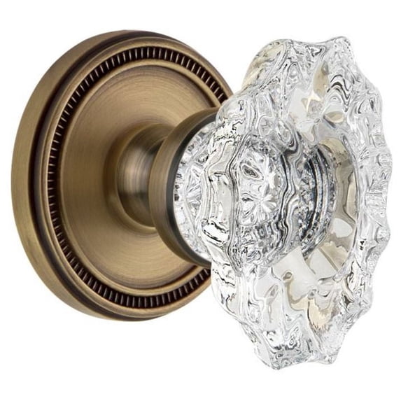 Grandeur Biarritz Crystal Door Knob with Soleil Rosette