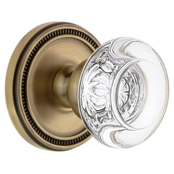 Grandeur 820620 Soleil Solid Brass Rose Privacy Door Knob Set - Brass