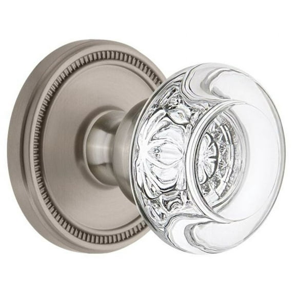Grandeur Solbor_Psg_234 Soleil Solid Brass Rose Passage Door Knob Set - Nickel