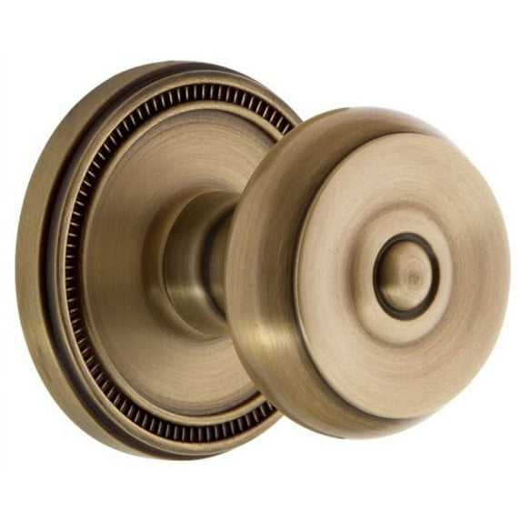 Grandeur Solbou_Prv_234 Soleil Solid Brass Privacy Door Knob Set - Brass