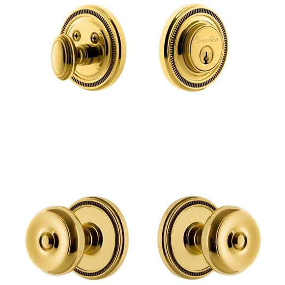 Grandeur 834228 Soleil Solid Brass Single Cylinder Keyed Entry Deadbolt And Passage Knob
