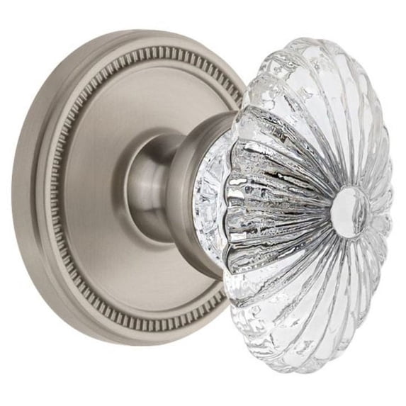 Grandeur Solbur_Prv_238 Soleil Solid Brass Rose Privacy Door Knob Set - Nickel