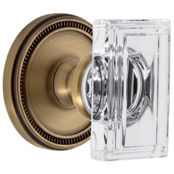 Grandeur Solccr_Prv_234_Cs Carre Crystal Solid Brass Privacy Door Knob Set - Brass