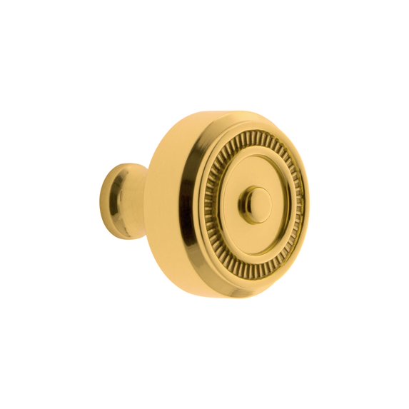 Grandeur Sole-Brass-Knob Soleil 1-3/8” Solid Brass Ridged Mushroom Disc Cabinet Knob -
