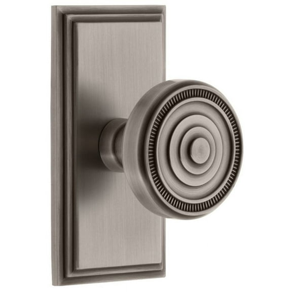 Grandeur Carsol_Prv_238 Carre Solid Brass Rose Privacy Door Knob Set - Grey