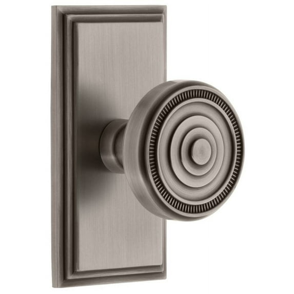 Grandeur Carsol_Prv_238 Carre Solid Brass Rose Privacy Door Knob Set - Grey