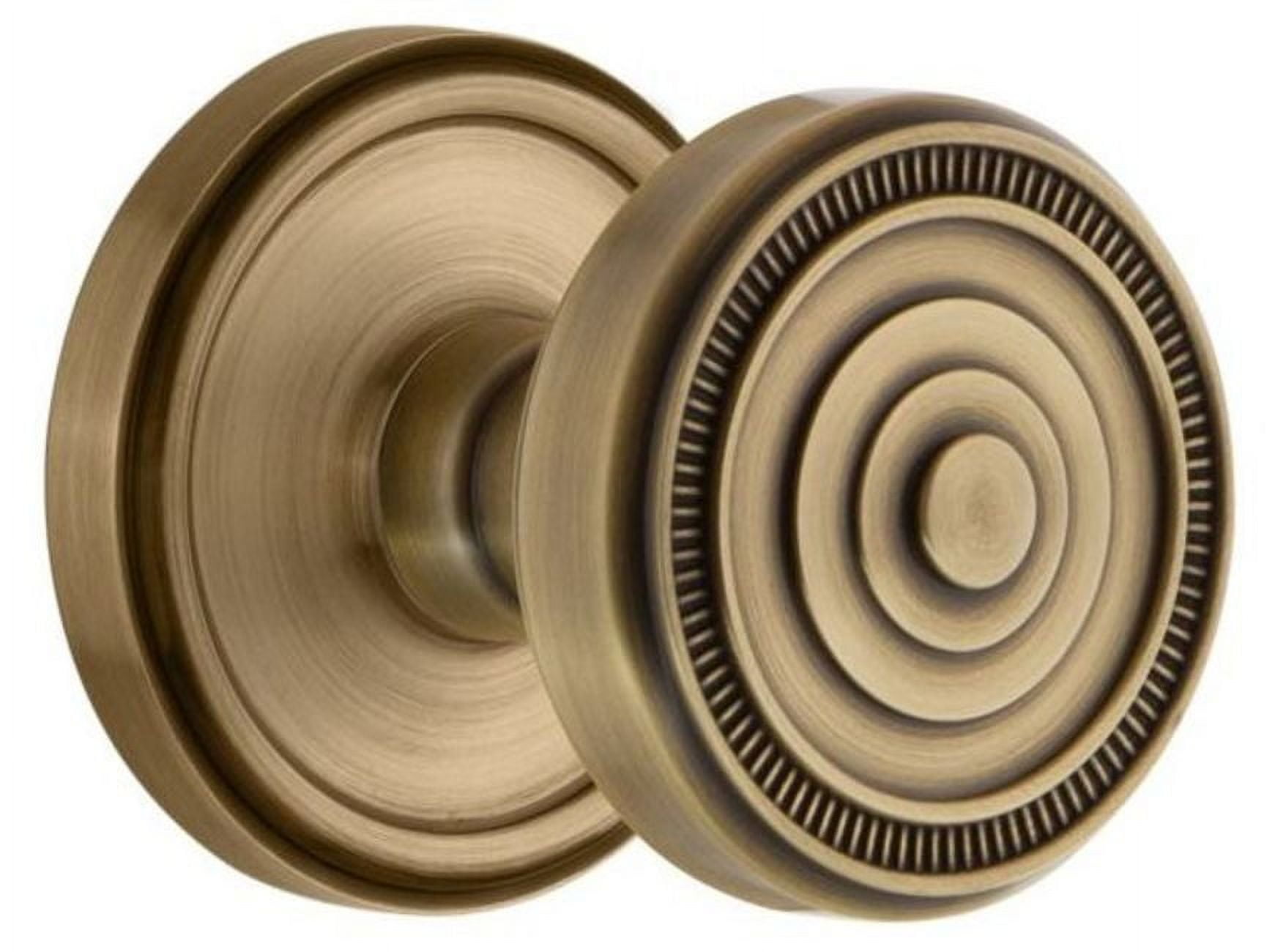 Grandeur Geosol_Prv_234 Georgetown Solid Brass Rose Privacy Knob Set - Brass