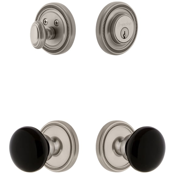 Grandeur Solcov_Sp_Eset_234 Soleil Solid Brass Rose Single Cylinder Keyed Entry Deadbolt