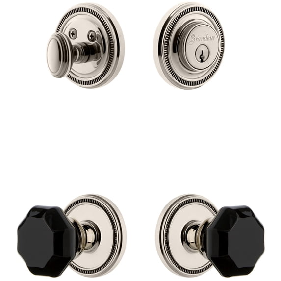 Grandeur Soleil Rosette Single Cylinder Knob Combo Pack with Lyon Knob and matching Deadbolt