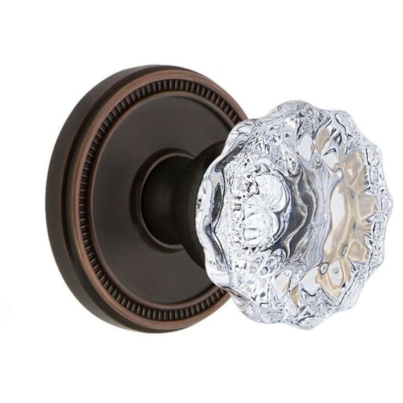 Grandeur Fontainebleau Crystal Door Knob with Soleil Rosette