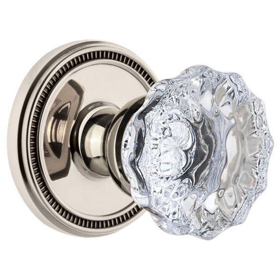 Grandeur Solfon_Psg_234 Soleil Solid Brass Rose Passage Door Knob Set - Nickel