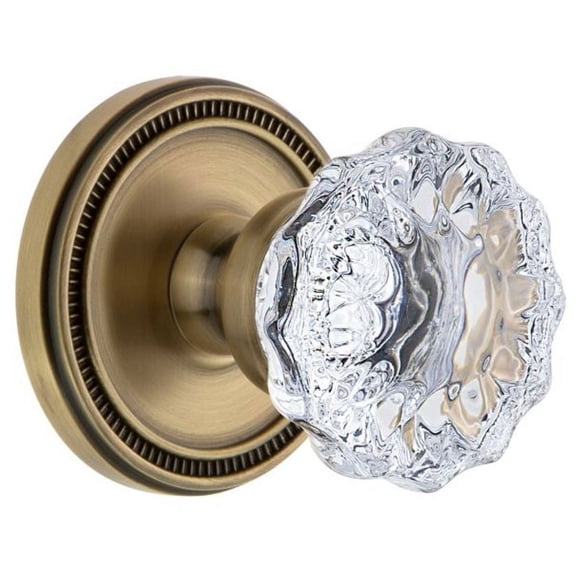 Grandeur Solfon_Psg_238 Vintage Antique Crystal Passage Door Knob Set - Brass