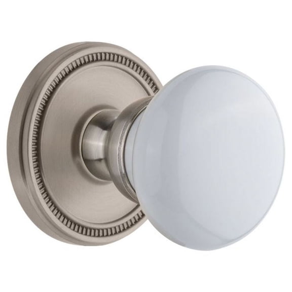 Grandeur Solhyd_Prv_234 Soleil Solid Brass Privacy Door Knob Set - Nickel