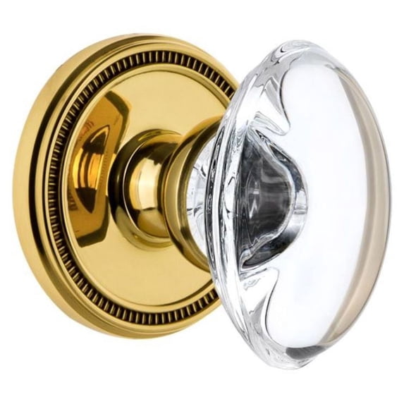 Grandeur 809620 Soleil Solid Brass Dummy Door Knob Set - Brass