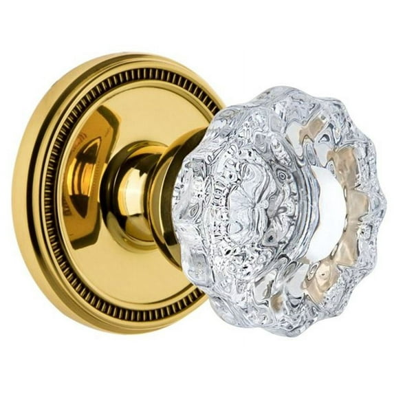 Grandeur Solver_Psg_234 Soleil Solid Brass Rose Passage Door Knob Set - Brass