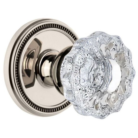 Grandeur 813584 Soleil Solid Brass Rose Passage Door Knob Set - Nickel