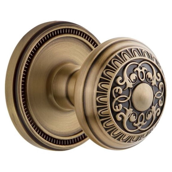 Grandeur Solwin_Prv_238 Soleil Solid Brass Privacy Door Knob Set - Brass