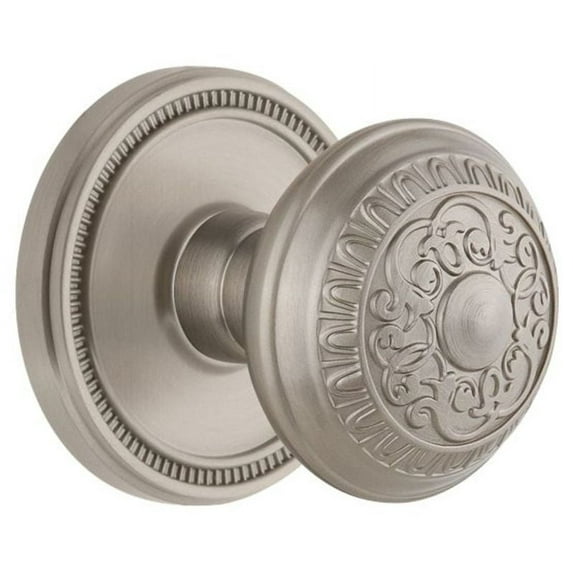 Grandeur Solwin_Psg_238 Soleil Solid Brass Passage Door Knob Set - Nickel