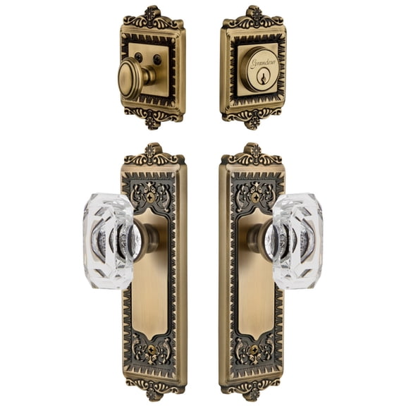Grandeur 828864 Windsor Solid Brass Single Cylinder Keyed Entry Knobset And Deadbolt Combo