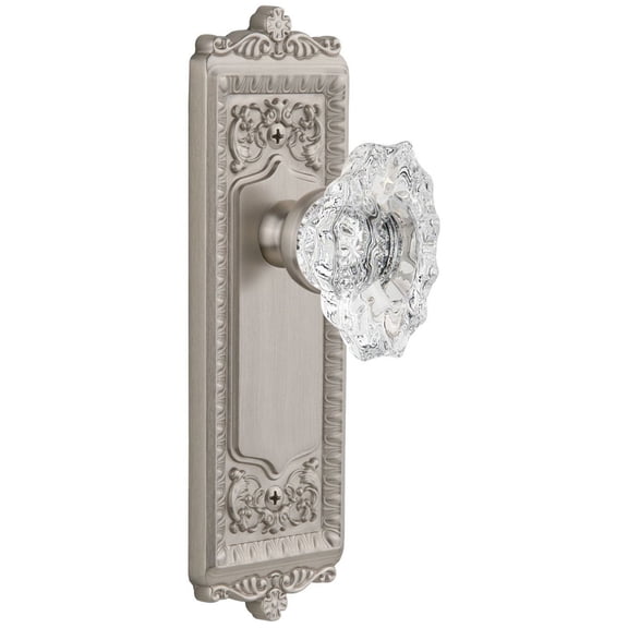 Grandeur 815010 Windsor Solid Brass Rose Privacy Door Knob Set - Nickel