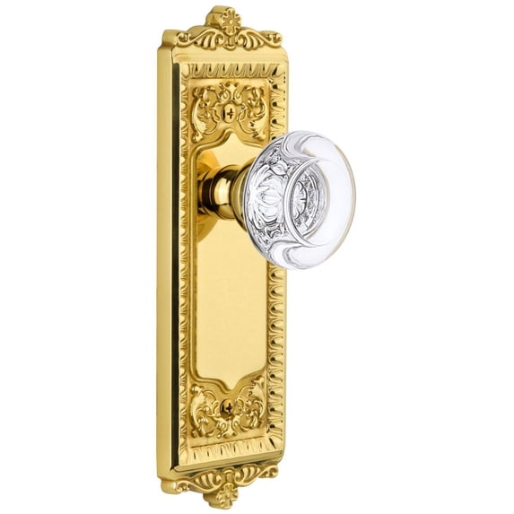 Grandeur Winbor_Prv_234 Windsor Solid Brass Rose Privacy Door Knob Set - Brass