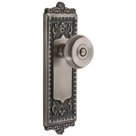 Grandeur Winbou_Prv_234 Windsor Solid Brass Rose Privacy Door Knob Set - Grey