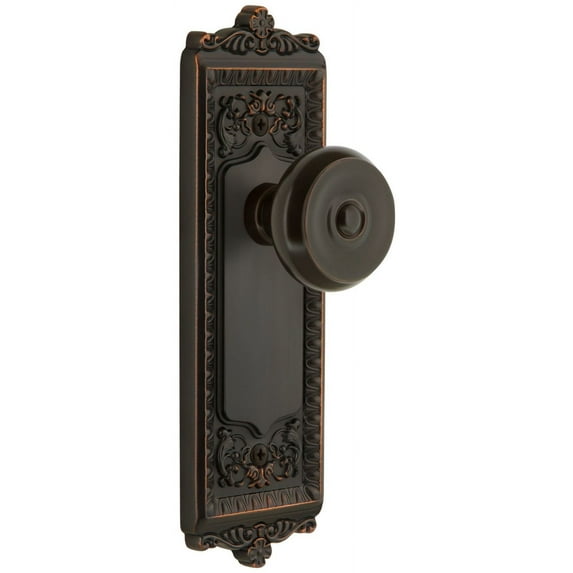 Grandeur Winbou_Psg_238 Windsor Solid Brass Rose Passage Door Knob Set - Bronze