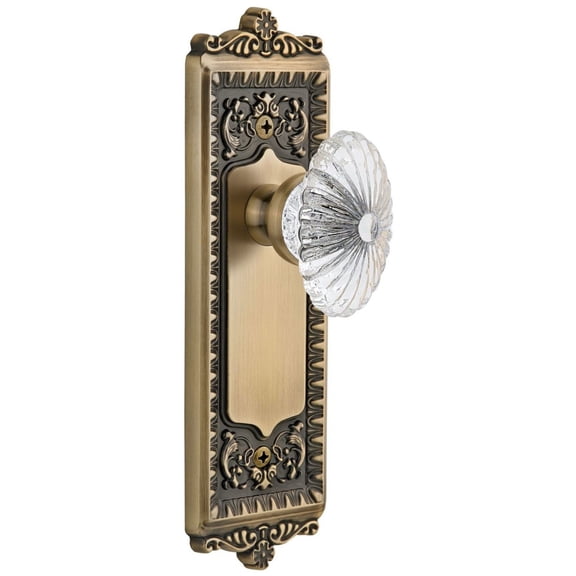 Grandeur Winbur_Prv_234 Windsor Solid Brass Rose Privacy Door Knob Set - Brass