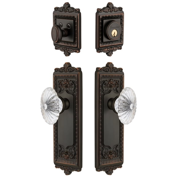Grandeur 801720 Windsor Solid Brass Single Cylinder Keyed Entry Knobset And Deadbolt Combo