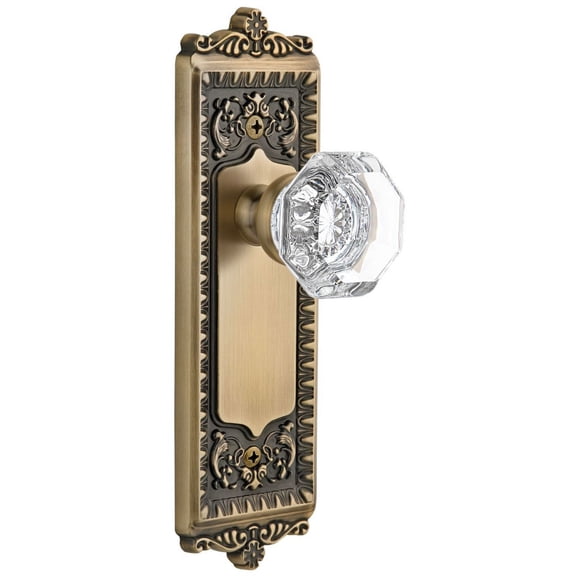 Grandeur Winchm_Psg_234 Windsor Solid Brass Rose Passage Door Knob Set - Brass