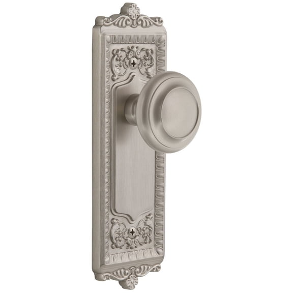 Grandeur 815045 Windsor Solid Brass Rose Privacy Door Knob Set - Nickel