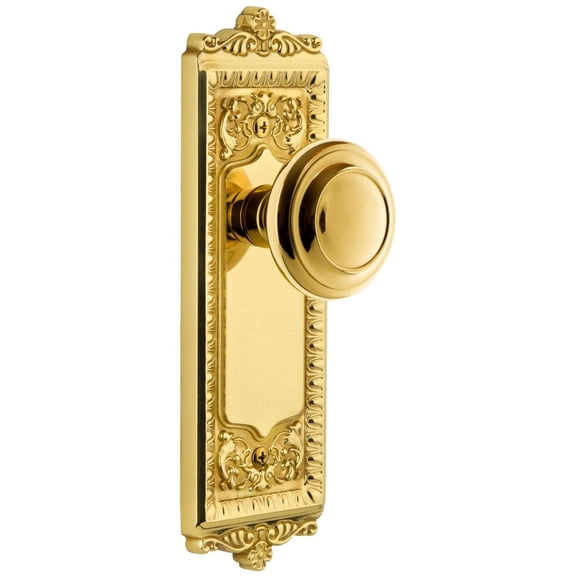 Grandeur Wincir_Prv_238 Windsor Solid Brass Rose Privacy Door Knob Set - Brass