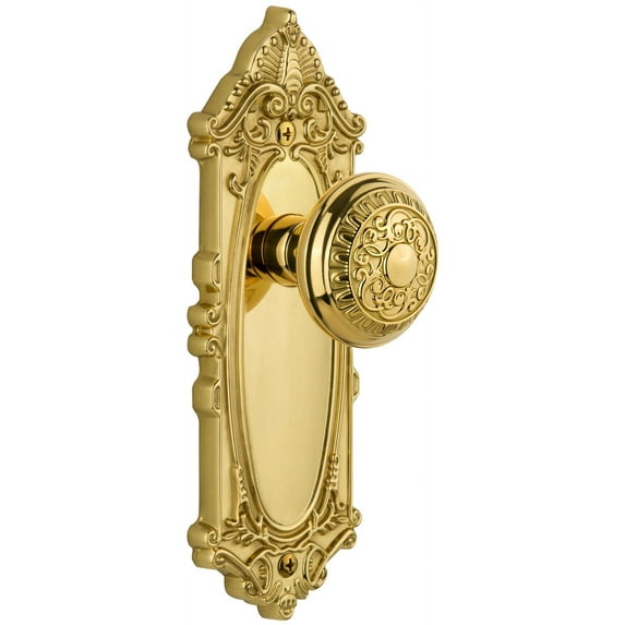 Grandeur Gvcwin_Prv_234 Grande Victorian Solid Brass Rose Privacy Door Knob Set - Brass