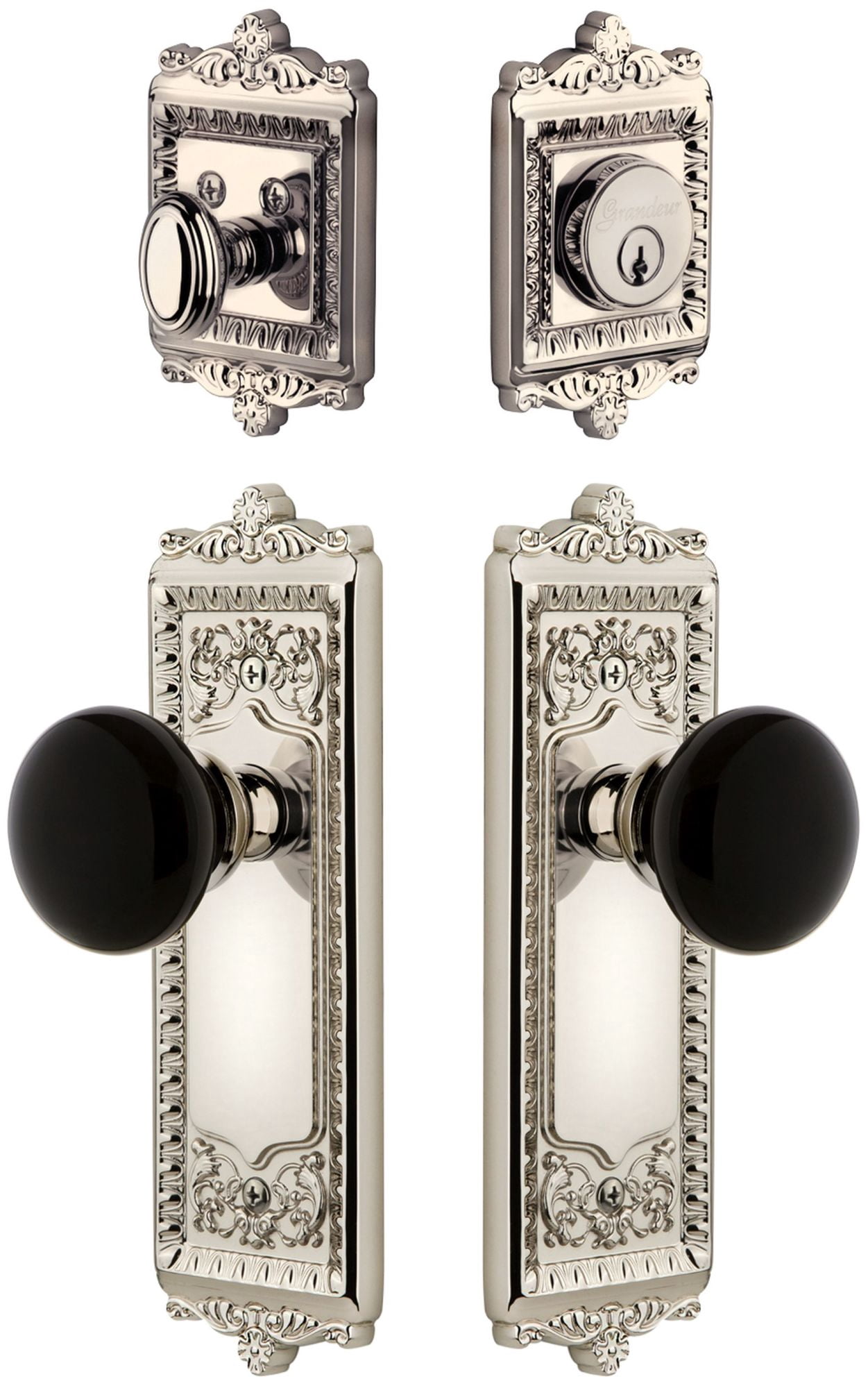 Grandeur 853556 Windsor Solid Brass Rose Single Cylinder Keyed Entry Deadbolt And Knobset