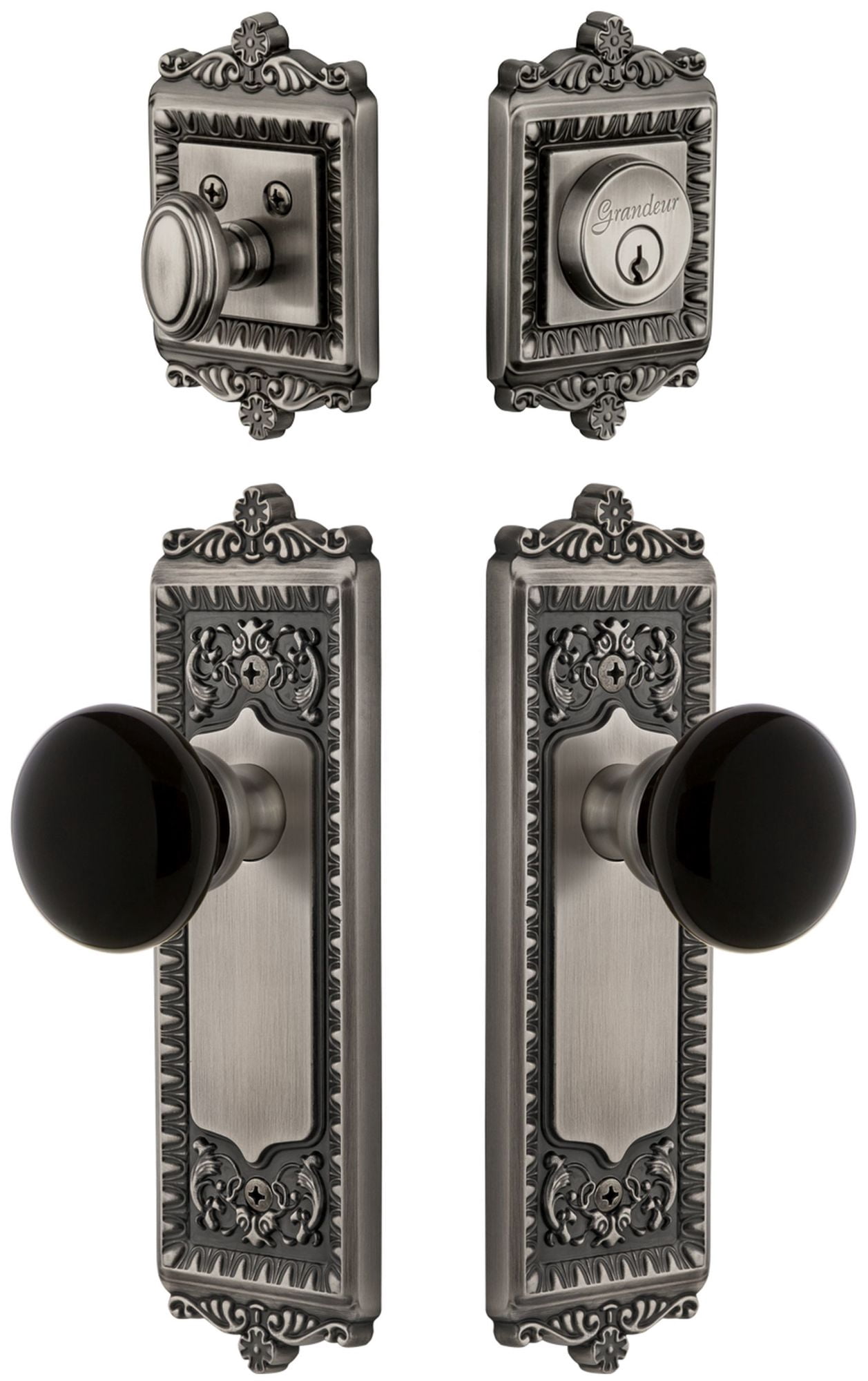 Grandeur 853550 Windsor Solid Brass Rose Single Cylinder Keyed Entry Deadbolt And Knobset