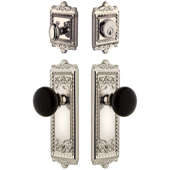 Grandeur Windsor Plate Single Cylinder Knob Combo Pack with Coventry Knob and matching Deadbolt