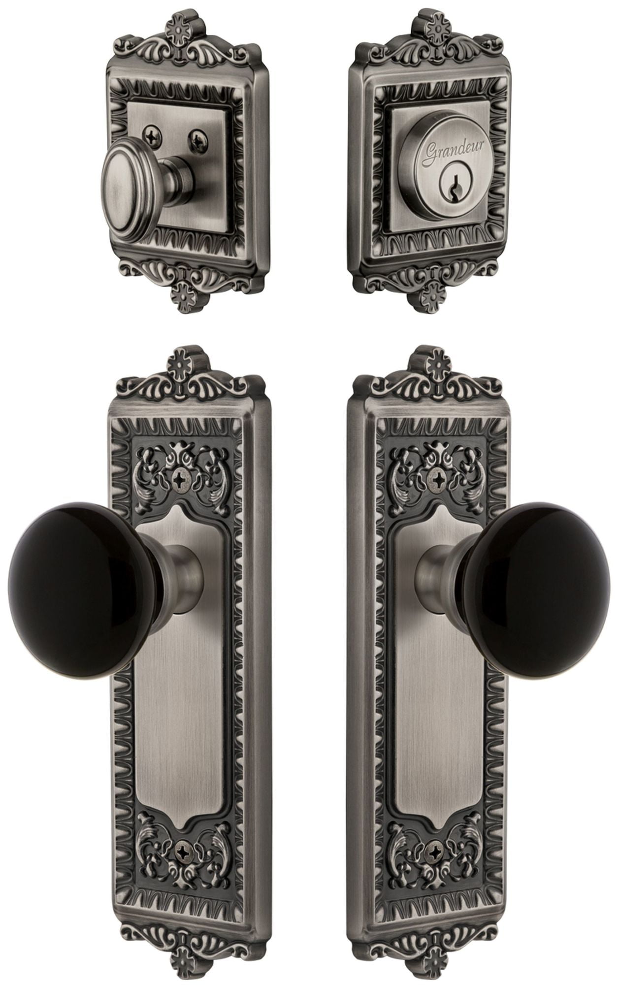Grandeur 853548 Windsor Solid Brass Rose Single Cylinder Keyed Entry Deadbolt And Knobset