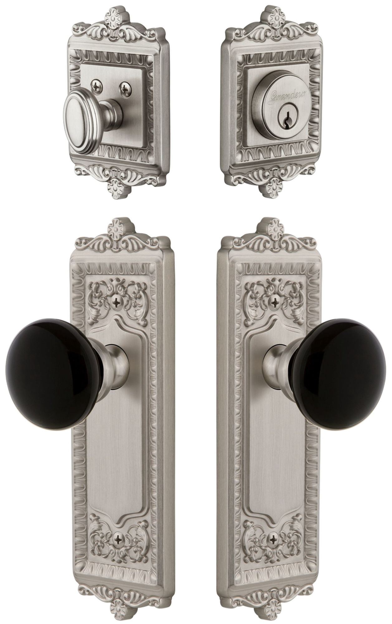 Grandeur 853558 Windsor Solid Brass Rose Single Cylinder Keyed Entry Deadbolt And Knobset