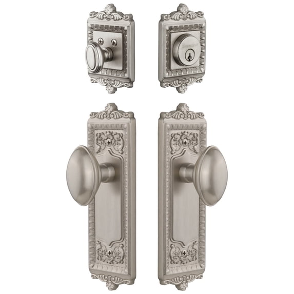 Grandeur 823080 Windsor Solid Brass Single Cylinder Keyed Entry Knobset And Deadbolt Combo