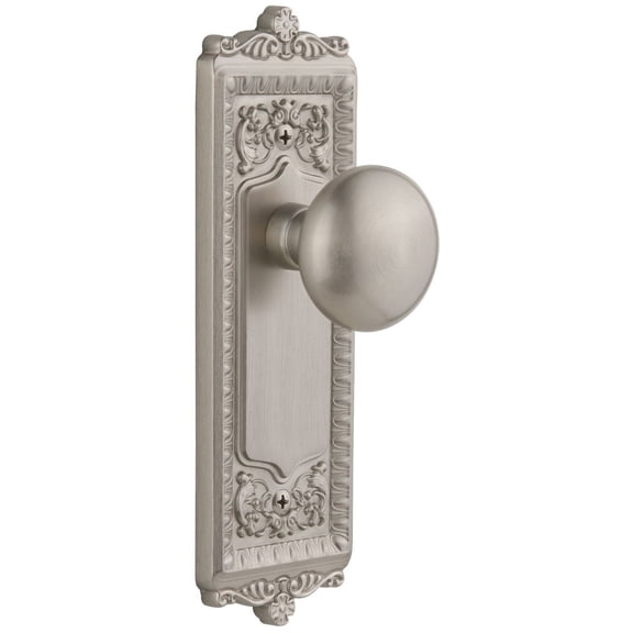 Grandeur Winfav_Prv_238 Windsor Solid Brass Rose Privacy Door Knob Set - Nickel