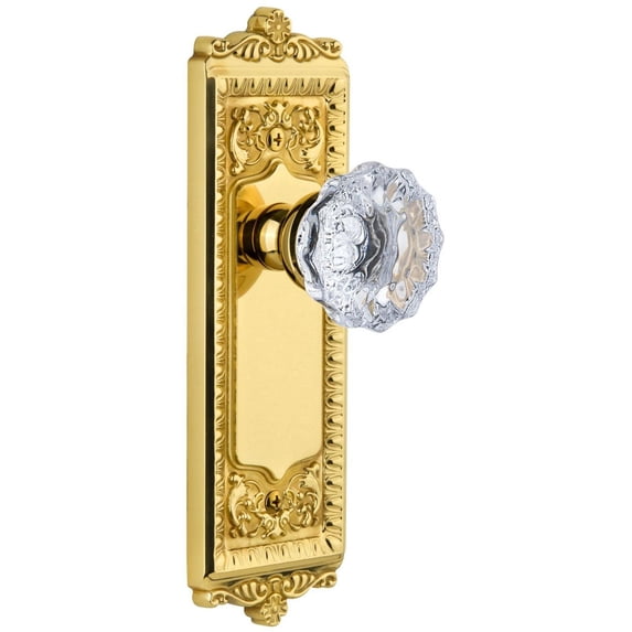 Grandeur 813662 Windsor Solid Brass Rose Passage Door Knob Set - Brass