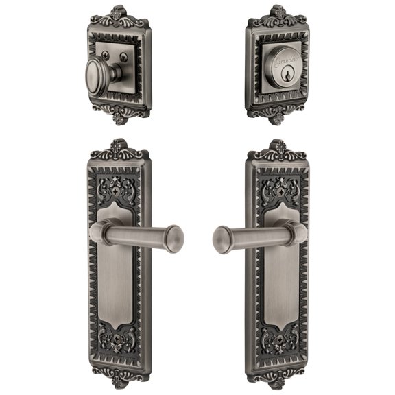 Grandeur 835410 Windsor Solid Brass Right Handed Single Cylinder Keyed Entry Leverset And