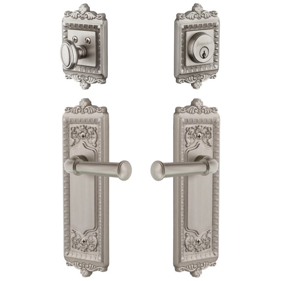 Grandeur 835419 Windsor Solid Brass Right Handed Single Cylinder Keyed Entry Leverset And