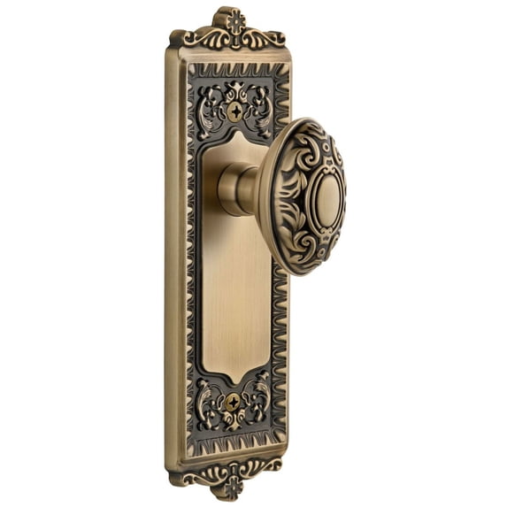 Grandeur 800905 Windsor Solid Brass Rose Dummy Door Knob Set - Brass