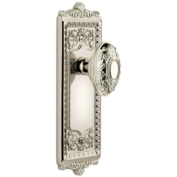 Grandeur Wingvc_Prv_234 Windsor Solid Brass Rose Privacy Door Knob Set - Nickel