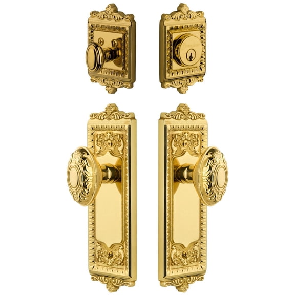Grandeur Wingvc_Sp_Eset_234 Windsor Solid Brass Single Cylinder Keyed Entry Knobset And