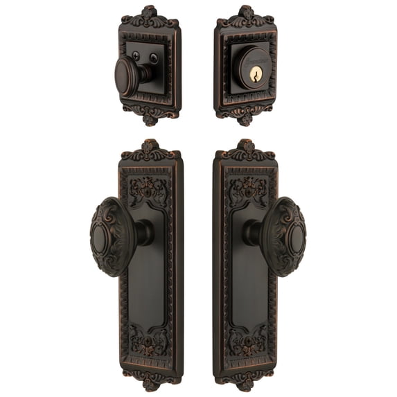 Grandeur Wingvc_Sp_Eset_238 Windsor Solid Brass Single Cylinder Keyed Entry Knobset And